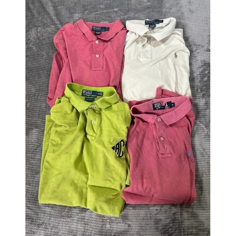 VTG. Lot of 4 Polo Ralph‎ Lauren Mens XL Short Sleeve Polo Shirts Multicolor